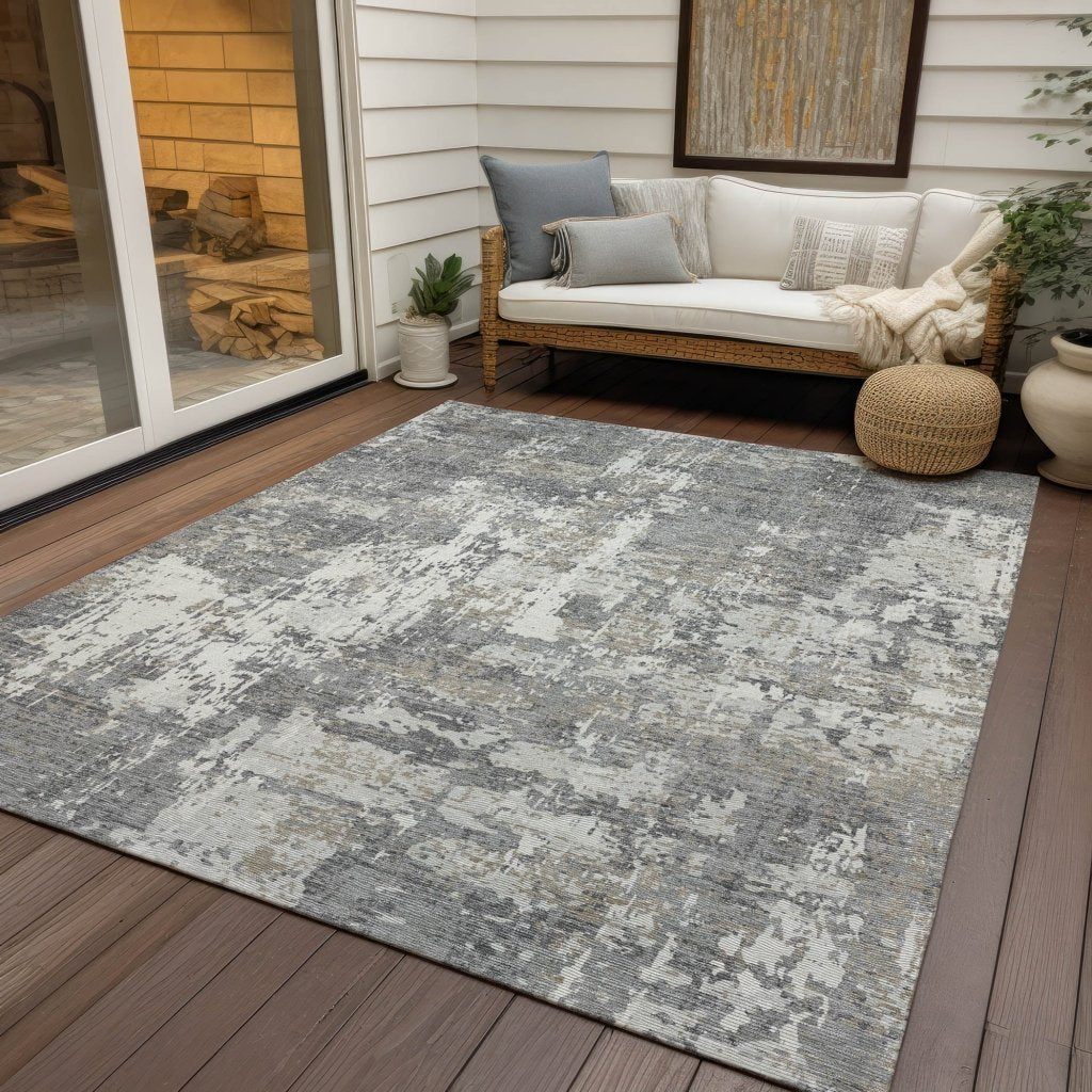 LOOMLAN Rugs Caelan Gray Washable Indoor-Outdoor Rug