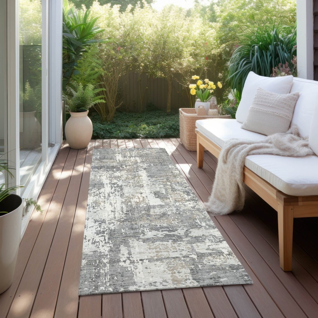 LOOMLAN Rugs Caelan Gray Washable Indoor-Outdoor Rug
