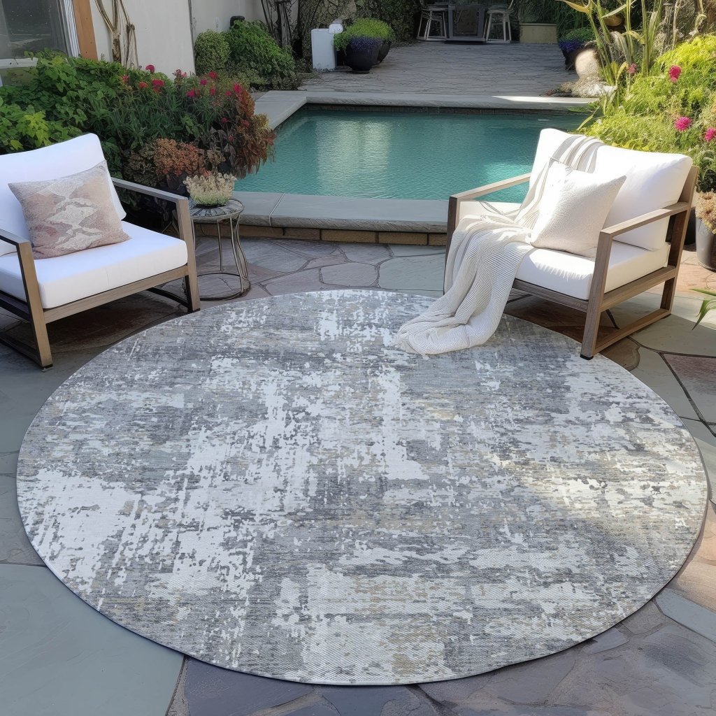 LOOMLAN Rugs Caelan Gray Washable Indoor-Outdoor Rug