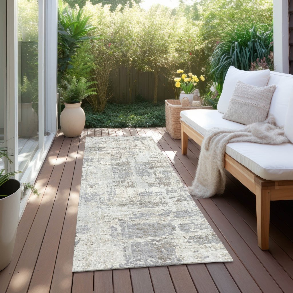 LOOMLAN Rugs Caelan Ivory Washable Indoor-Outdoor Rug