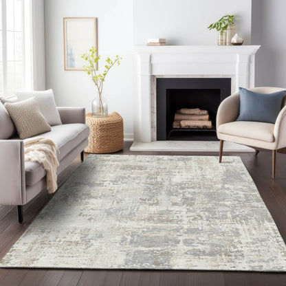 LOOMLAN Rugs Caelan Ivory Washable Indoor-Outdoor Rug