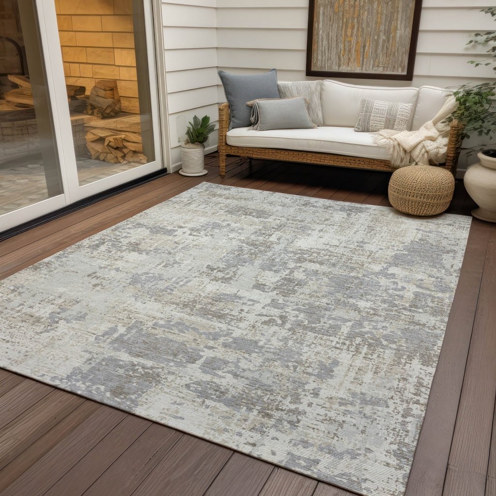LOOMLAN Rugs Caelan Ivory Washable Indoor-Outdoor Rug