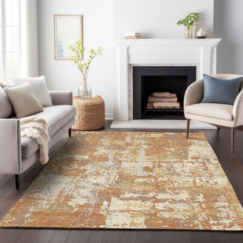 LOOMLAN Rugs Caelan Orange Washable Indoor-Outdoor Rug