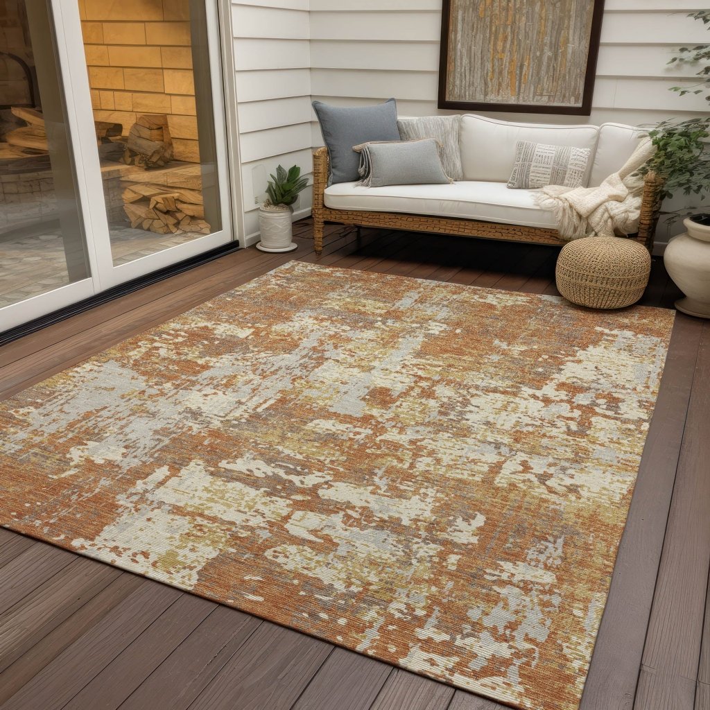 LOOMLAN Rugs Caelan Orange Washable Indoor-Outdoor Rug