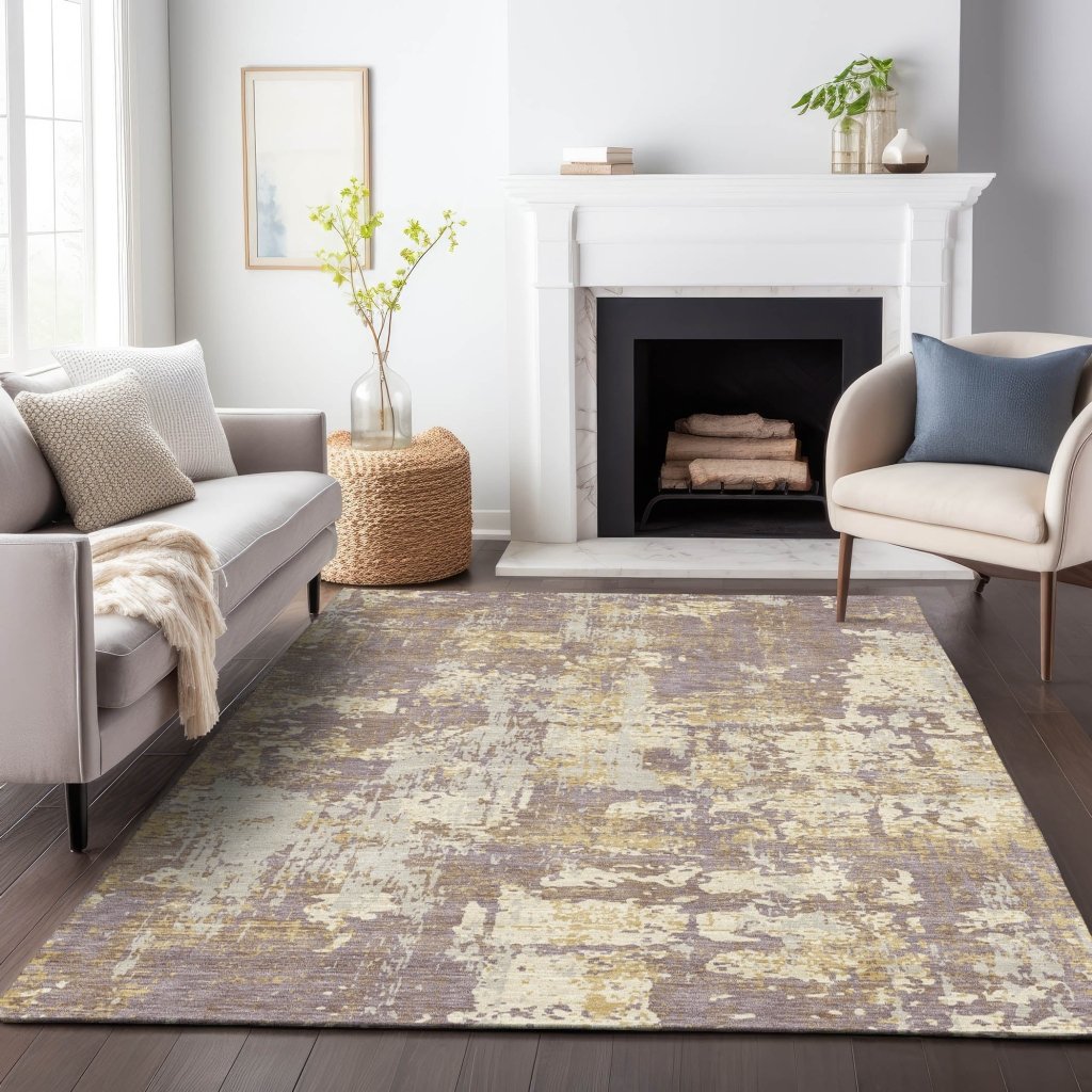 LOOMLAN Rugs Caelan Purple Washable Indoor-Outdoor Rug