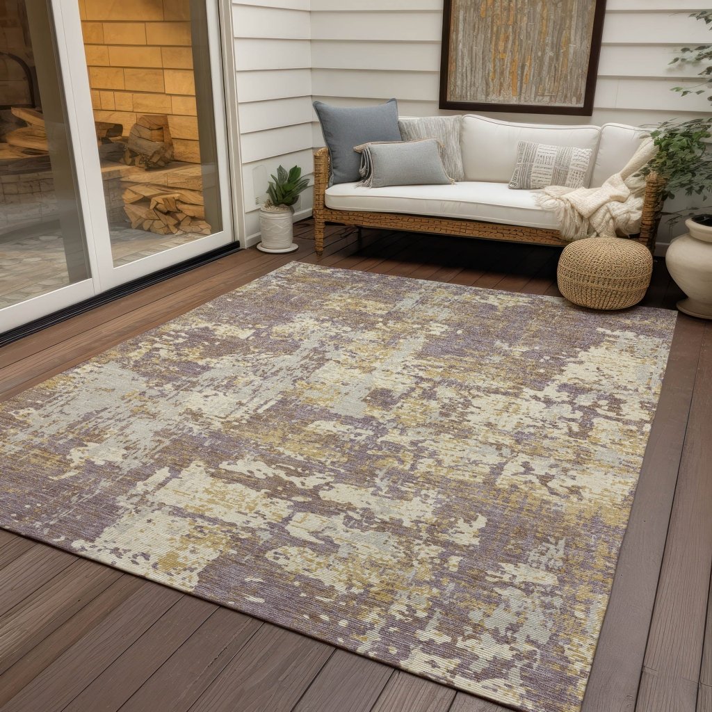 LOOMLAN Rugs Caelan Purple Washable Indoor-Outdoor Rug