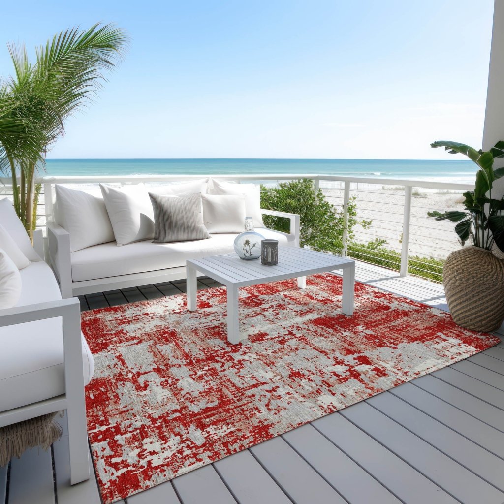 LOOMLAN Rugs Caelan Red Washable Indoor-Outdoor Rug