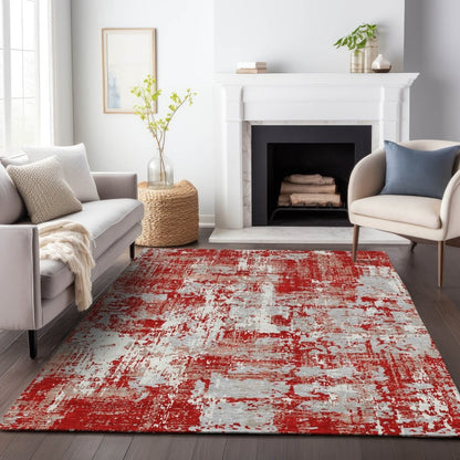 LOOMLAN Rugs Caelan Red Washable Indoor-Outdoor Rug