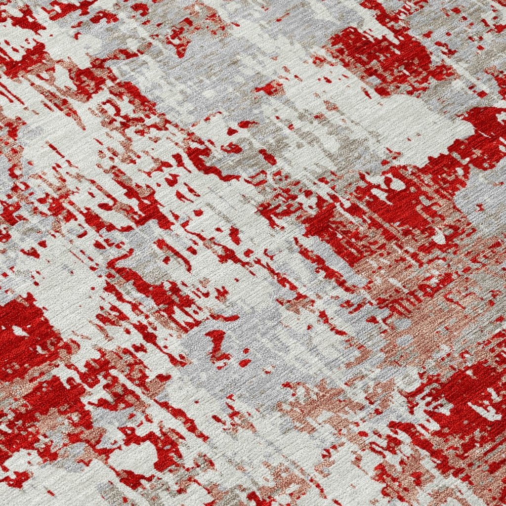LOOMLAN Rugs Caelan Red Washable Indoor-Outdoor Rug