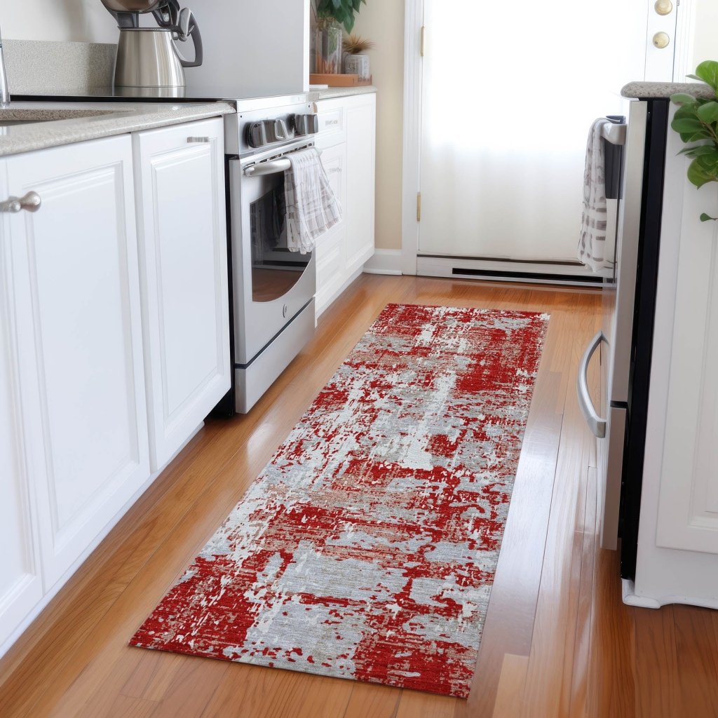 LOOMLAN Rugs Caelan Red Washable Indoor-Outdoor Rug