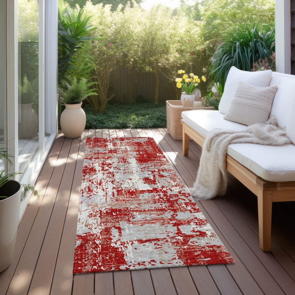 LOOMLAN Rugs Caelan Red Washable Indoor-Outdoor Rug
