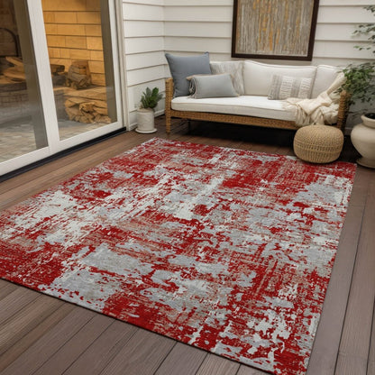 LOOMLAN Rugs Caelan Red Washable Indoor-Outdoor Rug