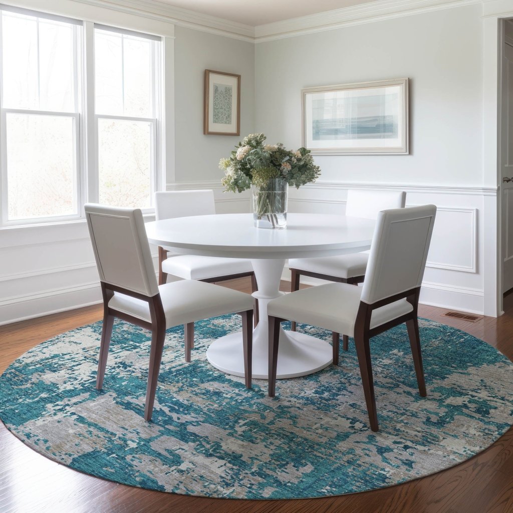 LOOMLAN Rugs Caelan Teal Washable Indoor-Outdoor Rug