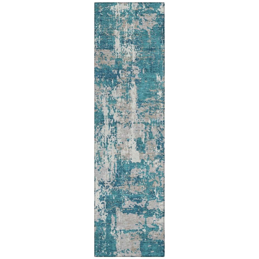 LOOMLAN Rugs Caelan Teal Washable Indoor-Outdoor Rug