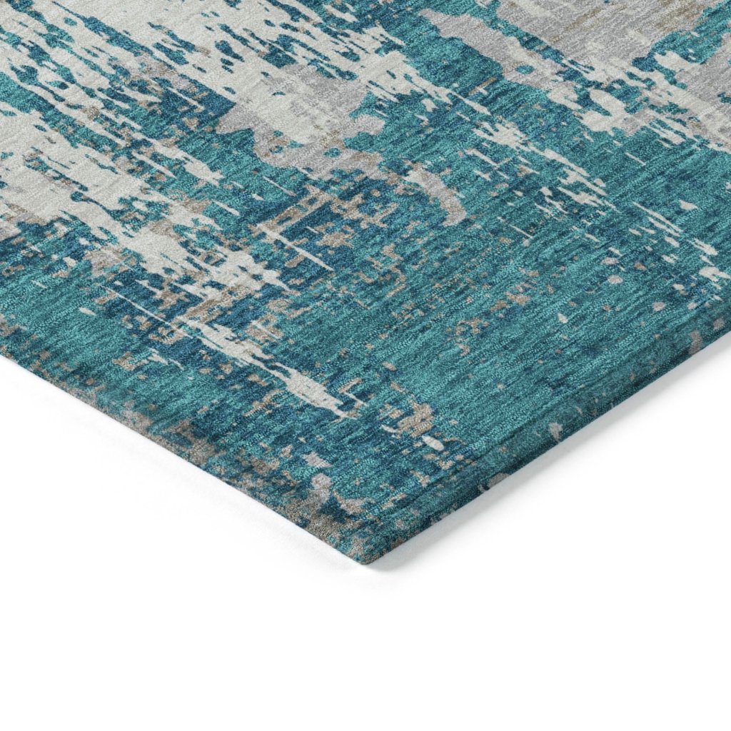 LOOMLAN Rugs Caelan Teal Washable Indoor-Outdoor Rug