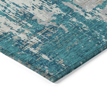 LOOMLAN Rugs Caelan Teal Washable Indoor-Outdoor Rug