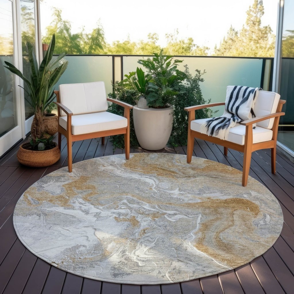 Caelaris Gray Washable Indoor - Outdoor Rug - LOOMLAN - LOOMLAN Rugs - Outdoor Rugs