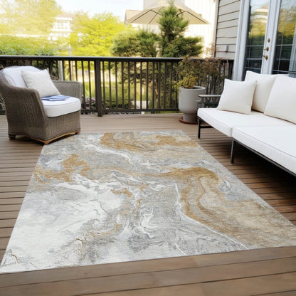 Caelaris Gray Washable Indoor - Outdoor Rug - LOOMLAN - LOOMLAN Rugs - Outdoor Rugs