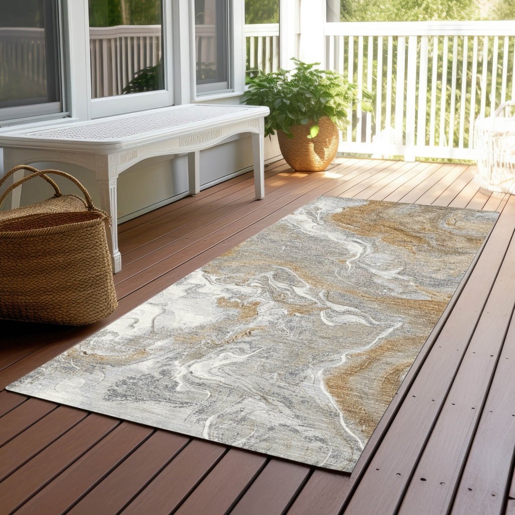 Caelaris Gray Washable Indoor - Outdoor Rug - LOOMLAN - LOOMLAN Rugs - Outdoor Rugs