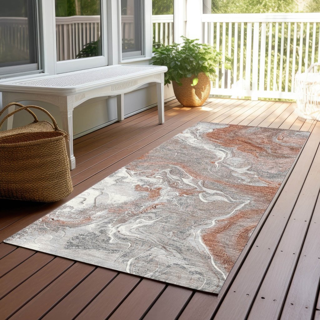 Caelaris Orange Washable Indoor - Outdoor Rug - LOOMLAN - LOOMLAN Rugs - Outdoor Rugs