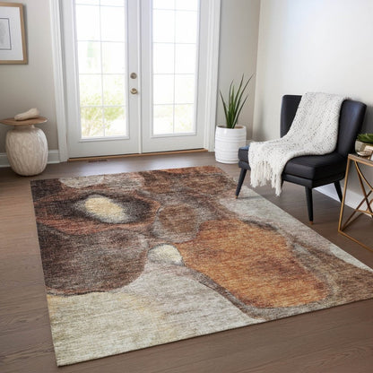 LOOMLAN Rugs Caeli Brown Washable Indoor-Outdoor Rug