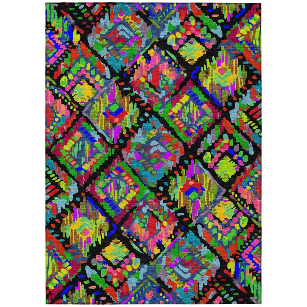 LOOMLAN Rugs Caeluma Black Washable Indoor-Outdoor Rug