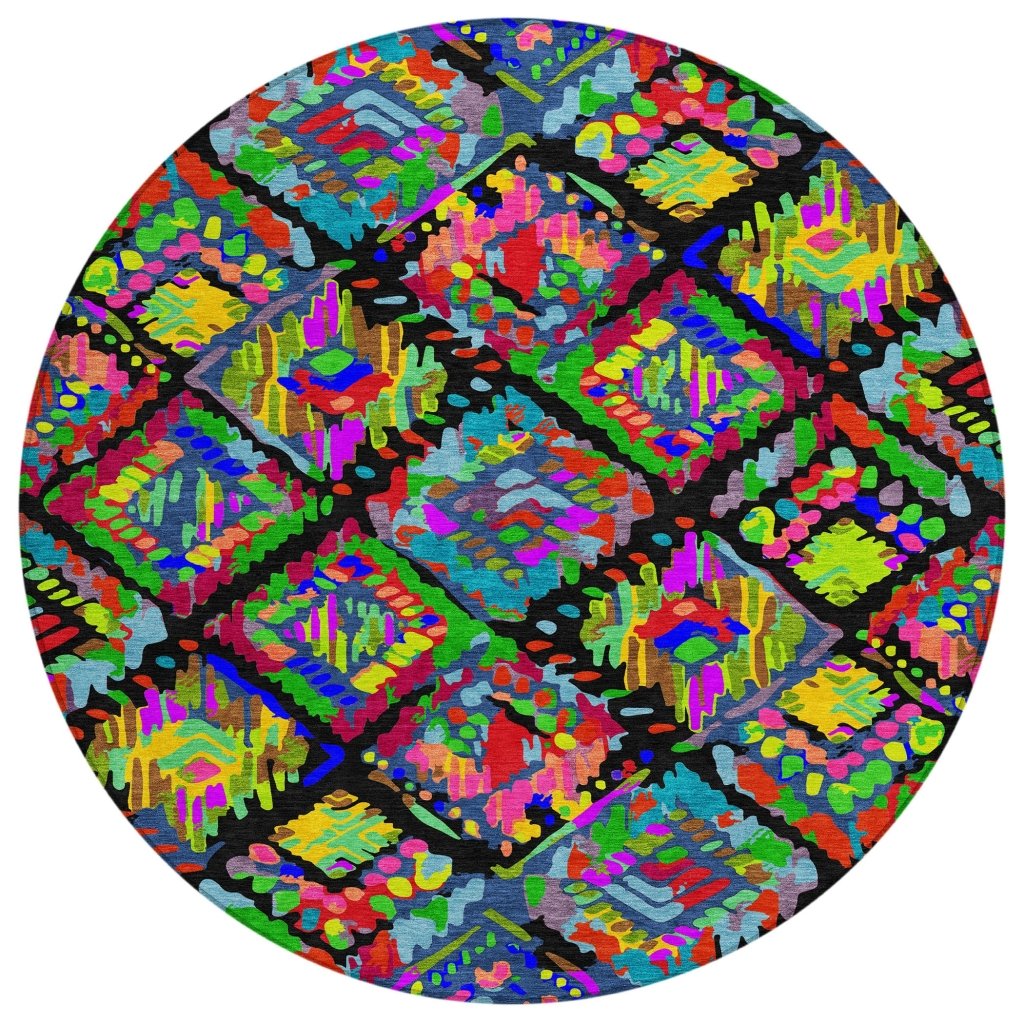 LOOMLAN Rugs Caeluma Black Washable Indoor-Outdoor Rug