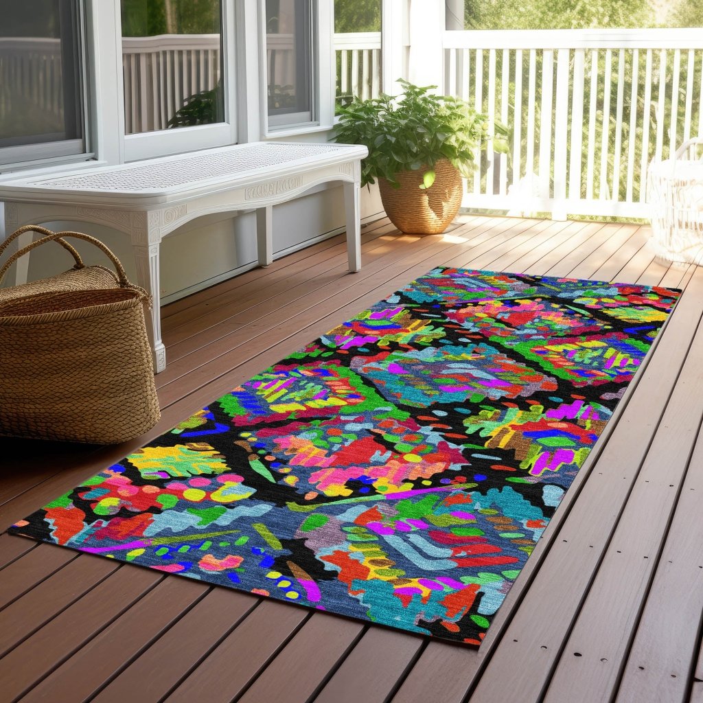LOOMLAN Rugs Caeluma Black Washable Indoor-Outdoor Rug