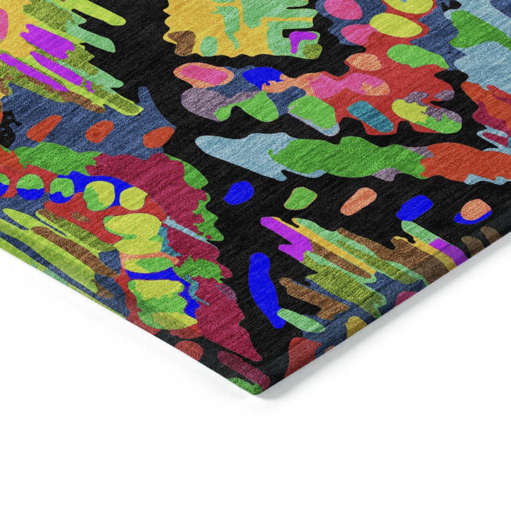 LOOMLAN Rugs Caeluma Black Washable Indoor-Outdoor Rug