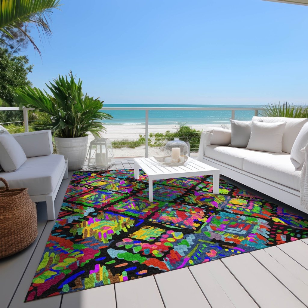LOOMLAN Rugs Caeluma Black Washable Indoor-Outdoor Rug