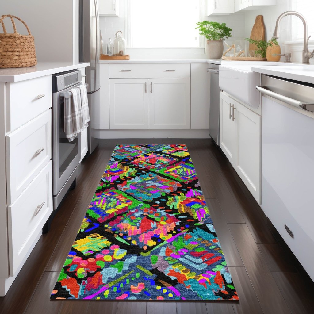 LOOMLAN Rugs Caeluma Black Washable Indoor-Outdoor Rug