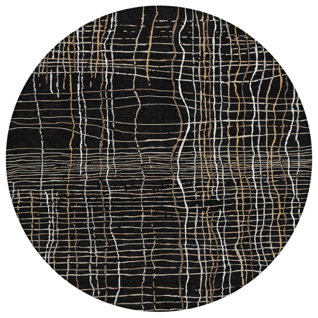 LOOMLAN Rugs Calista Black Washable Indoor-Outdoor Rug