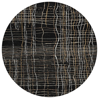 LOOMLAN Rugs Calista Black Washable Indoor-Outdoor Rug