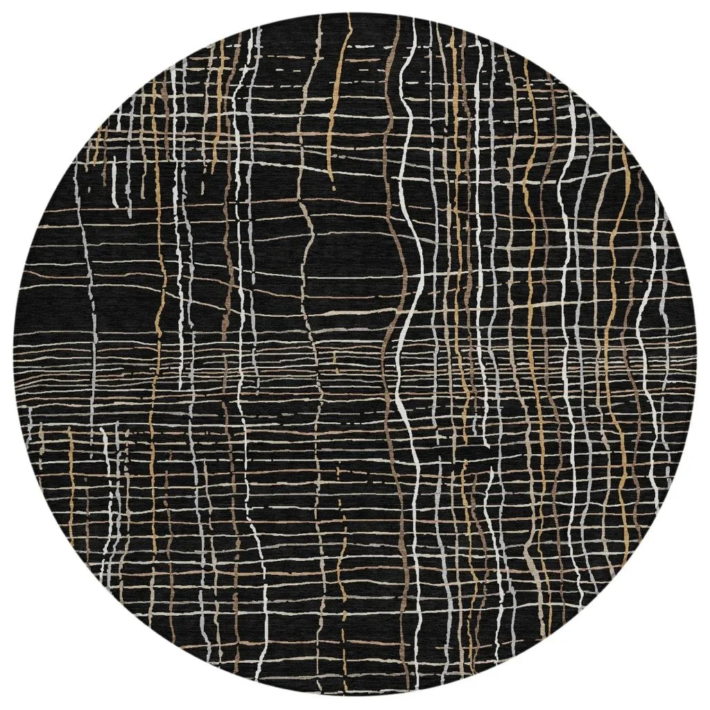 LOOMLAN Rugs Calista Black Washable Indoor-Outdoor Rug