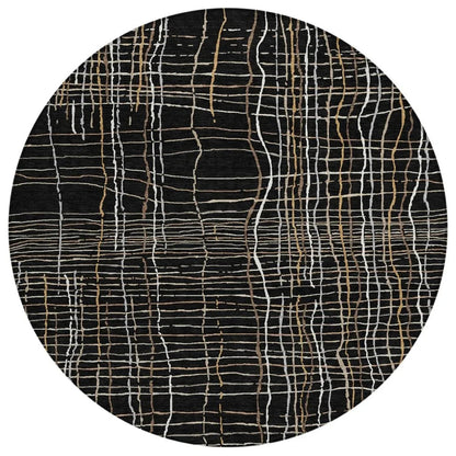 LOOMLAN Rugs Calista Black Washable Indoor-Outdoor Rug