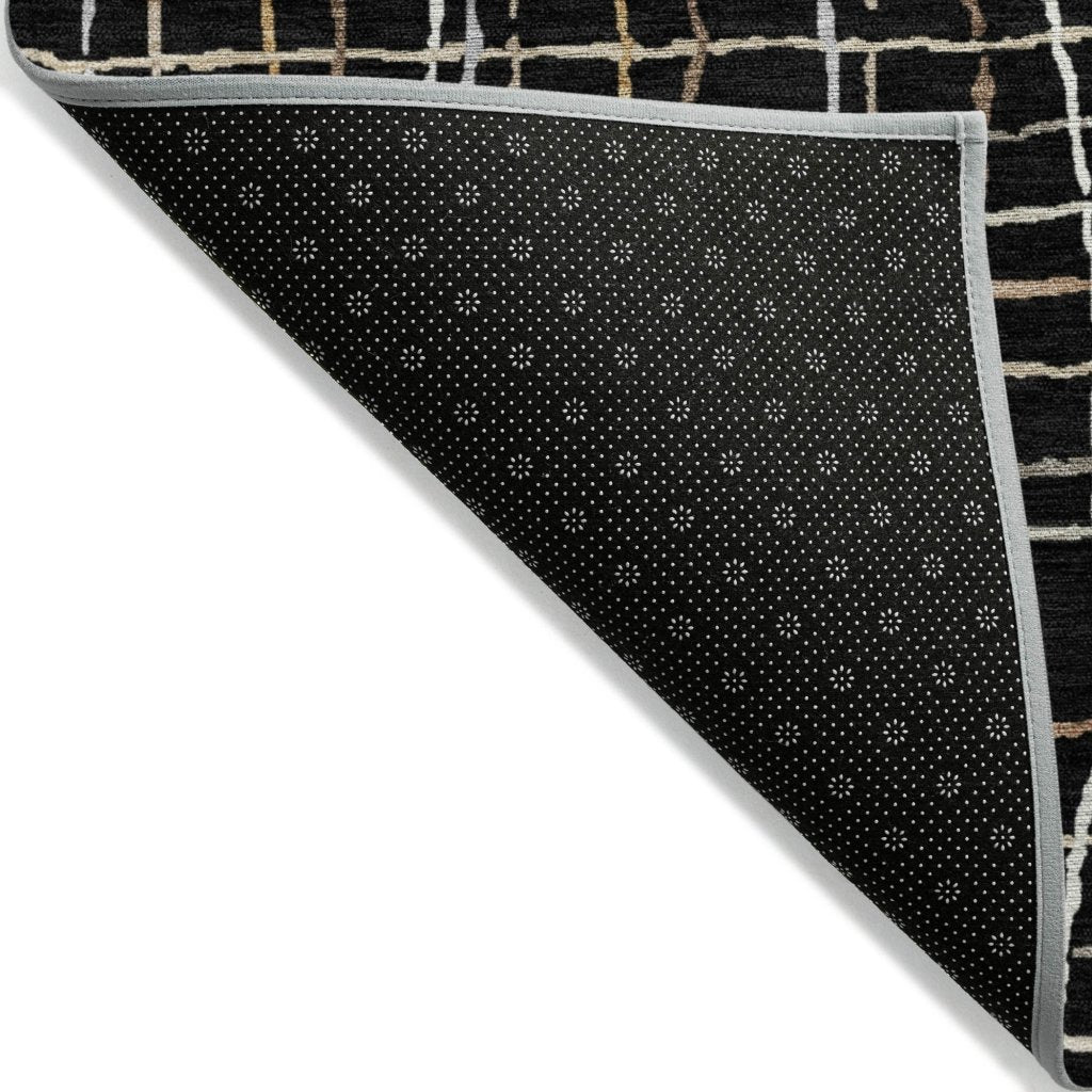 LOOMLAN Rugs Calista Black Washable Indoor-Outdoor Rug