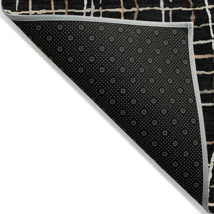LOOMLAN Rugs Calista Black Washable Indoor-Outdoor Rug