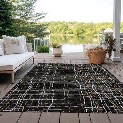 LOOMLAN Rugs Calista Black Washable Indoor-Outdoor Rug