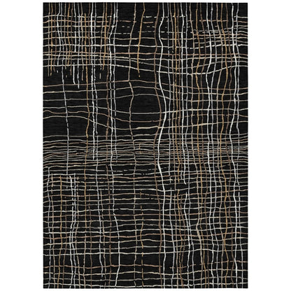 LOOMLAN Rugs Calista Black Washable Indoor-Outdoor Rug