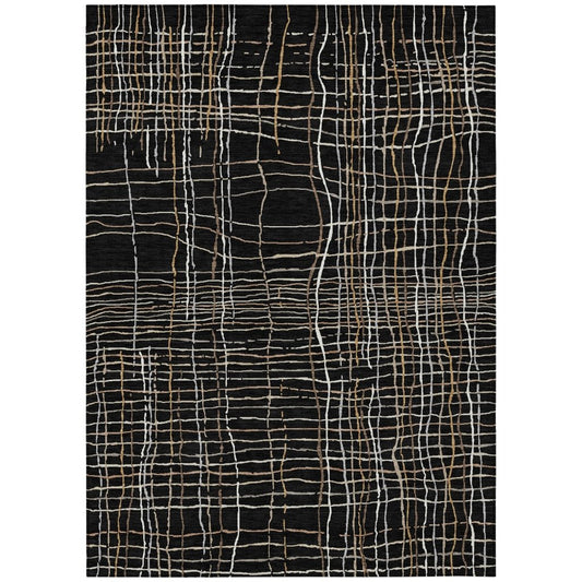 LOOMLAN Rugs Calista Black Washable Indoor-Outdoor Rug