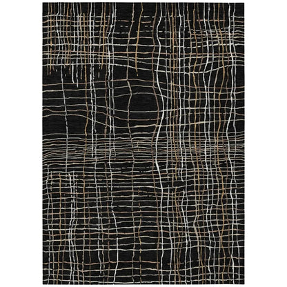 LOOMLAN Rugs Calista Black Washable Indoor-Outdoor Rug
