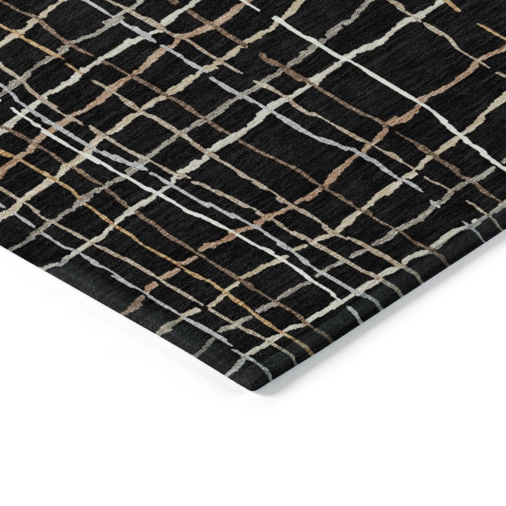 LOOMLAN Rugs Calista Black Washable Indoor-Outdoor Rug