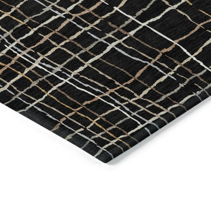 LOOMLAN Rugs Calista Black Washable Indoor-Outdoor Rug