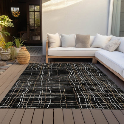 LOOMLAN Rugs Calista Black Washable Indoor-Outdoor Rug
