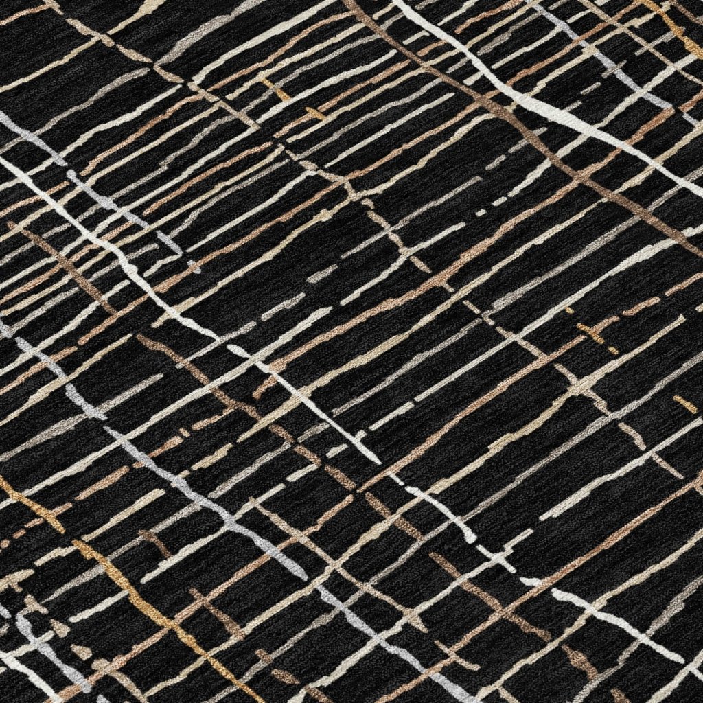 LOOMLAN Rugs Calista Black Washable Indoor-Outdoor Rug
