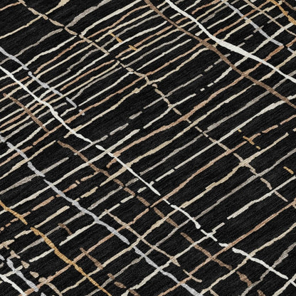 LOOMLAN Rugs Calista Black Washable Indoor-Outdoor Rug