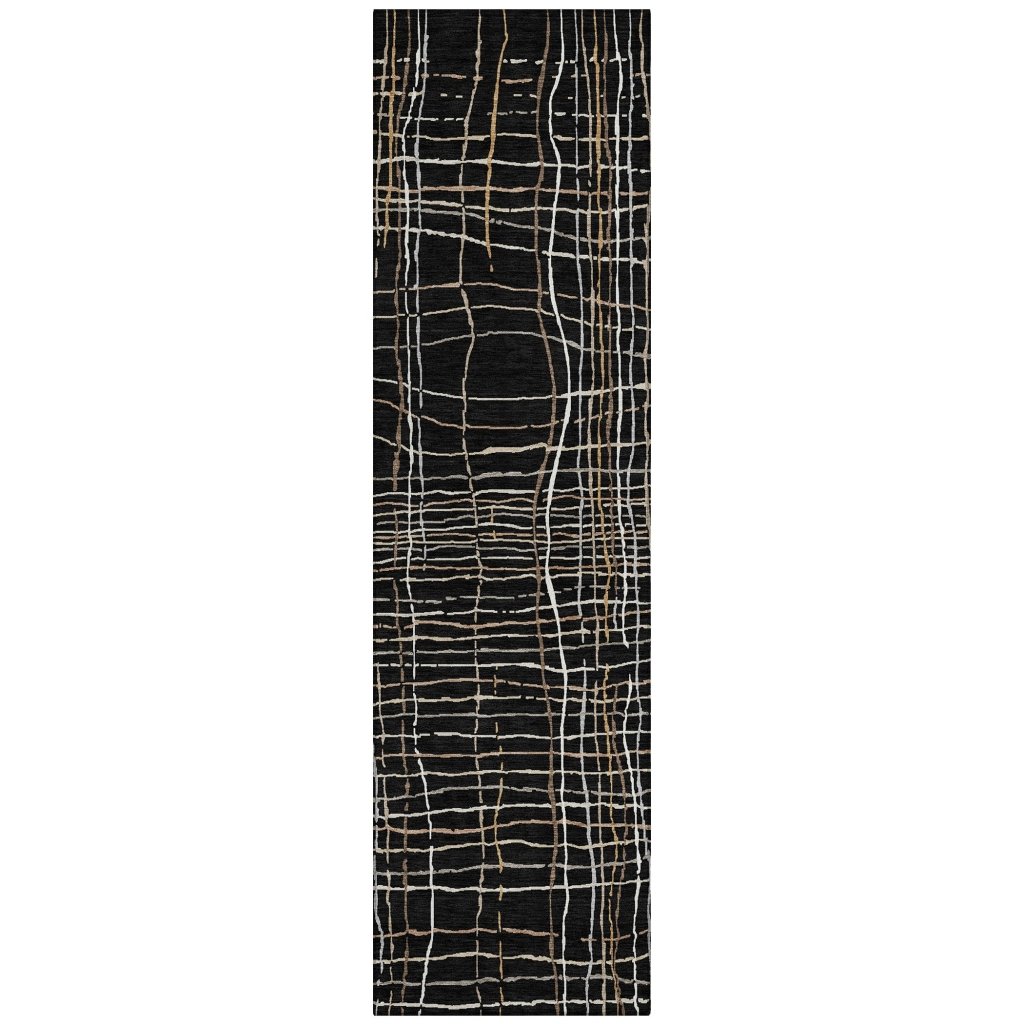 LOOMLAN Rugs Calista Black Washable Indoor-Outdoor Rug