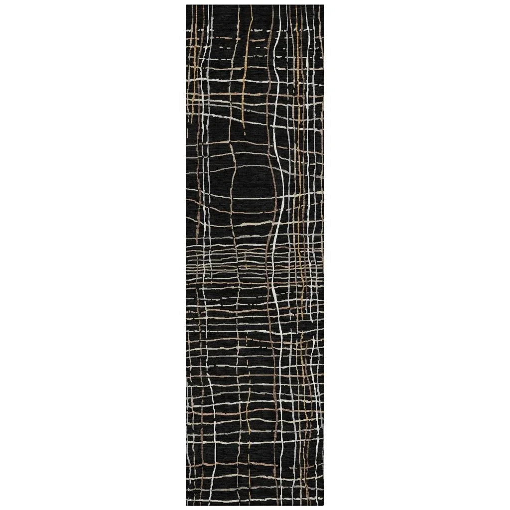LOOMLAN Rugs Calista Black Washable Indoor-Outdoor Rug
