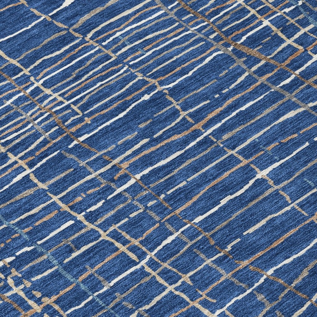 LOOMLAN Rugs Calista Blue Washable Indoor-Outdoor Rug