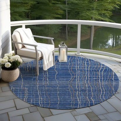 LOOMLAN Rugs Calista Blue Washable Indoor-Outdoor Rug